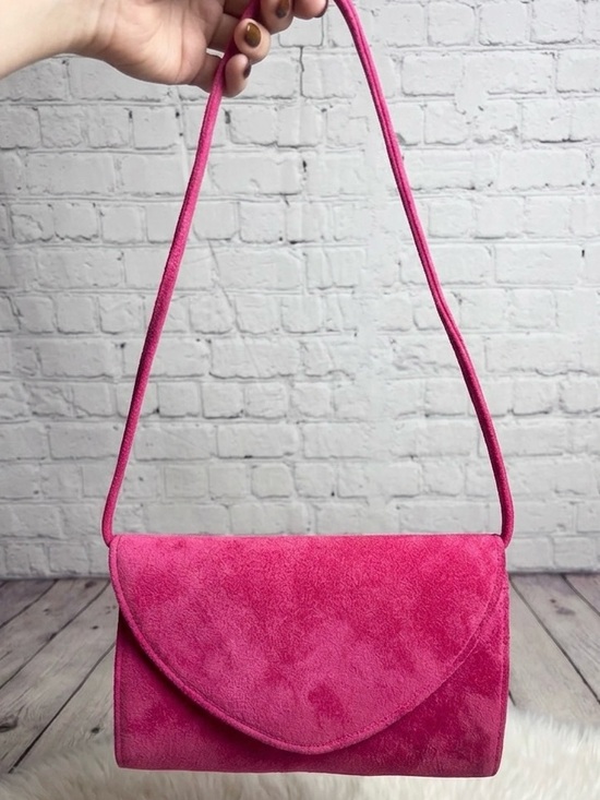 Vintage Handbags - Vintage Pink Suede Shoulder Bag